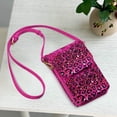 thumbnail image 5 of WIRESTER Small Crossbody Cell Phone Leather Bag for Women, Mini Over Shoulder Handbag Purse with Credit Card Slots - Hot Pink Glitter Sparkle With Black Pink Glitter Leopard, 5 of 7