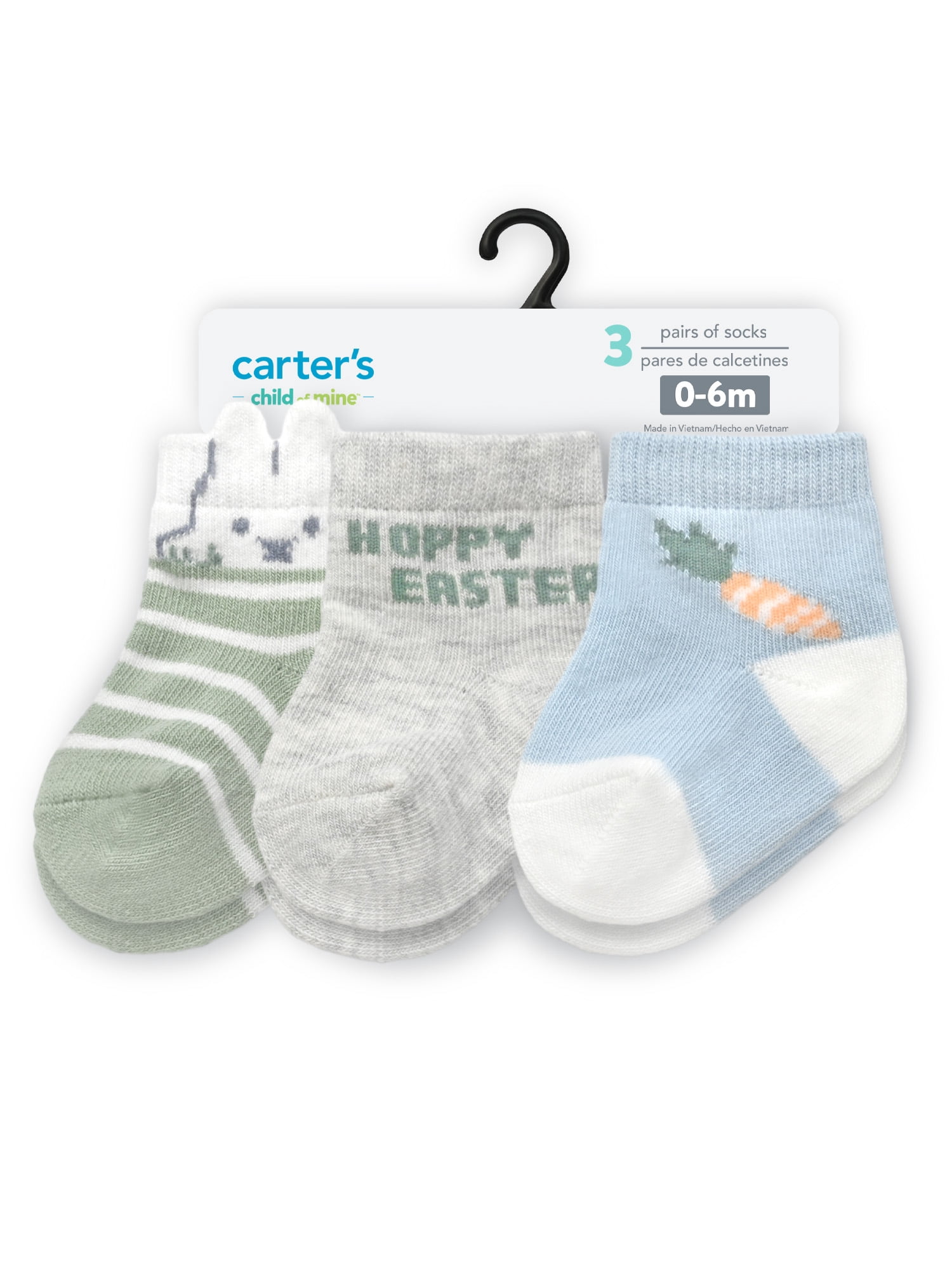 Carter's Child of Mine, Infant Unisex Crew Socks, 3 Packs, Easter, Size 0-6 Months