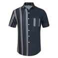 thumbnail image 5 of INSPIRE CHIC Men's Shirts Short Sleeve Summer Cotton Patchwork Button Down Shirts L Navy White, 5 of 6