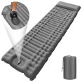 thumbnail image 1 of Grey 40D Nylon TPU-Coated Inflatable Sleeping Pad with Built-in Air Pump, 4-inch Thick Columns, 440lb Capacity, Side Snap Buttons for Expansion, Compact Foldable Design for Backpacking, Camping,, 1 of 7