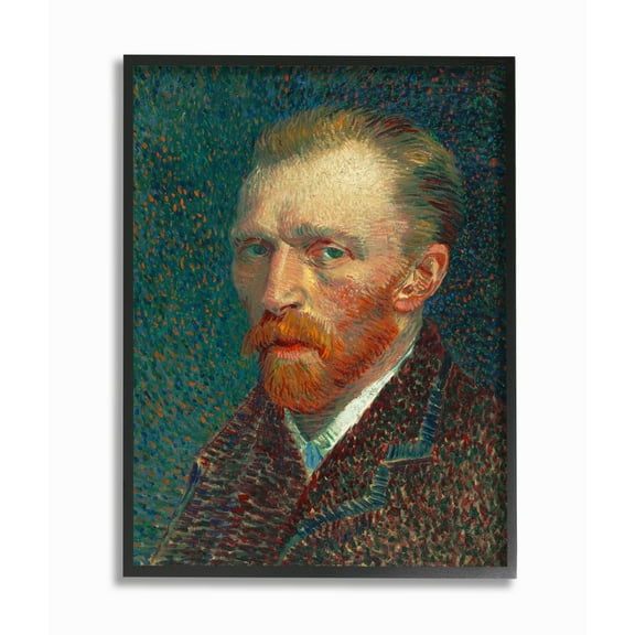 The Stupell Home Decor Collection Vincent Van Gogh Self Portrait Post Impressionist Painting Framed Giclee Texturized Art