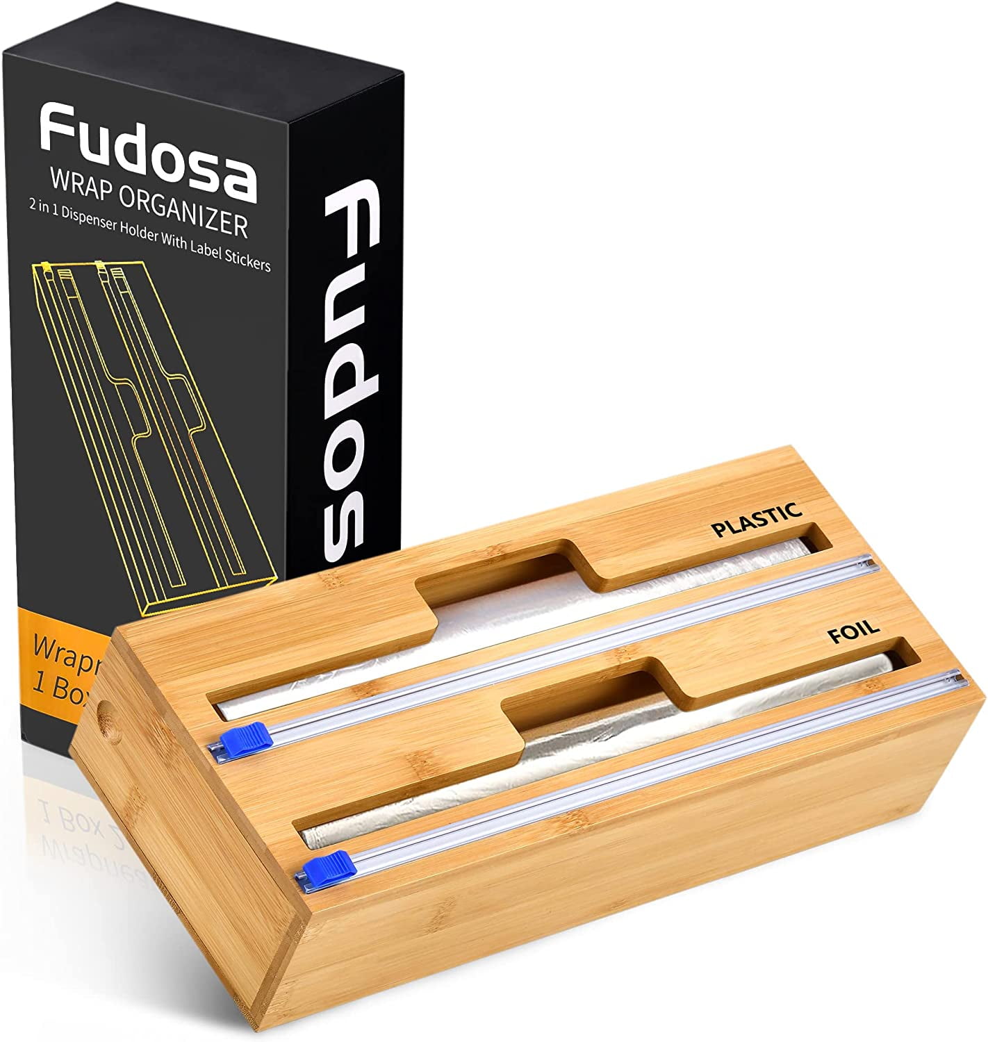 Fudosa Foil/Plastic Wrap Organizer, Tin Foil Cutter, Neat 2 in 1 Wrap