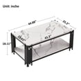 thumbnail image 5 of M optimized Coffee Table, Faux Marble Coffee Table with Storage Shelf, Metal Frame, Anti-slip Foot Pads, 2-Tier Rectangle Accent Tea Table, 5 of 9
