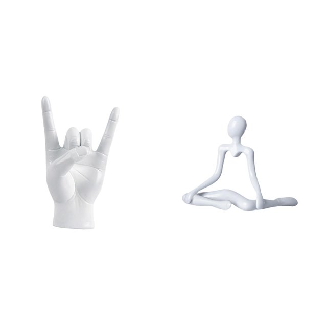 Estatua del gesto de la roca,Figuras de estatuas de dedos con gestos de música rock,Figura de escritorio,Escultura abstracta de pensador para la oficina o el hogar,Figura decorativa de