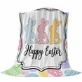 thumbnail image 6 of Happy Easter Blanket Soft Cozy Warm Throw Blanket for Couch, Plush Fuzzy Flannel Fleece Blankets for Sofa, Cute Lovely Colorful Rabbits Silhouette Eggs Bed Blankets Lightweight Gifts for Men, 32"x48", 6 of 9