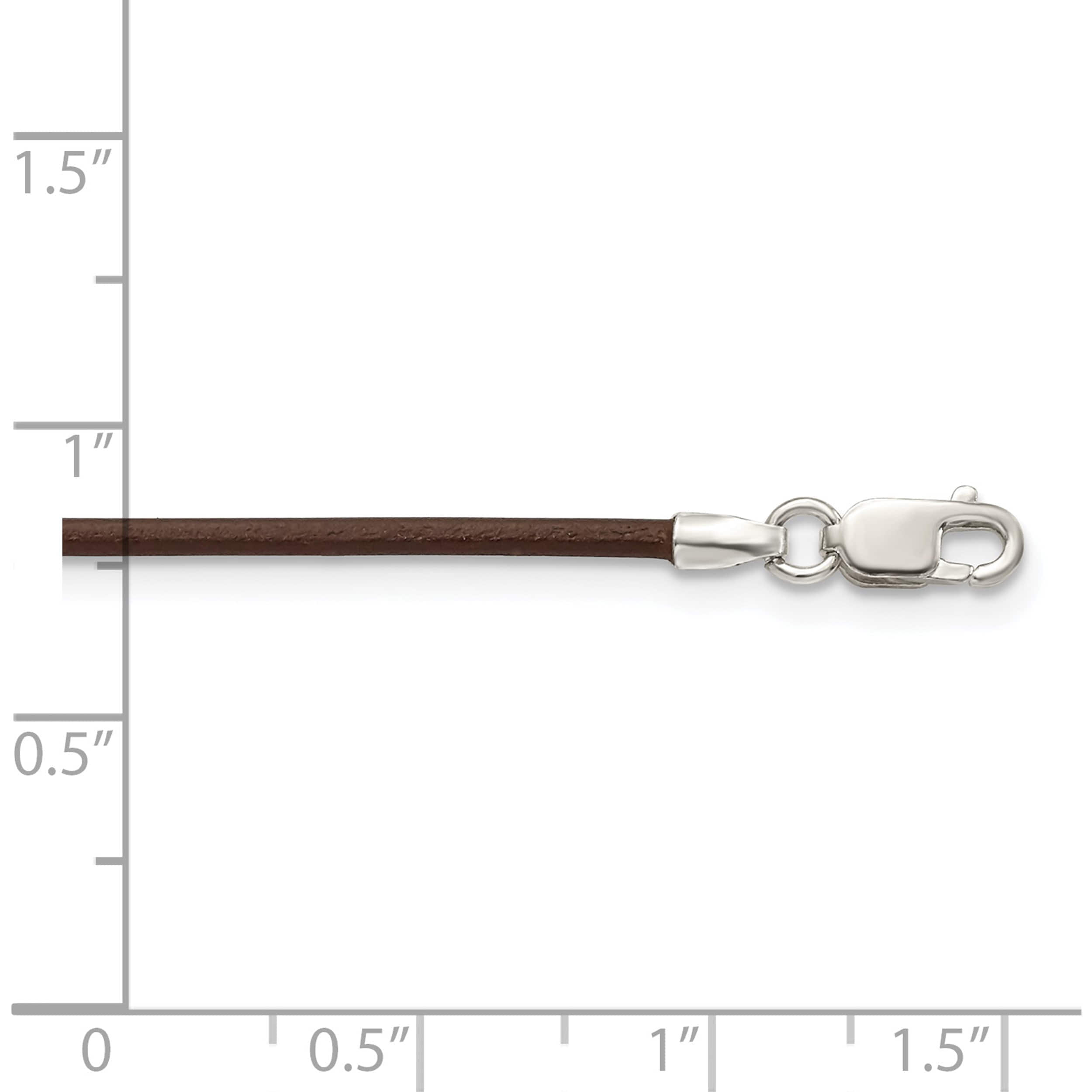 Sterling Silver 16Inch 1.5mm Brown Leather Cord Necklace (16 X 1.5) Made In United States qg1298-16