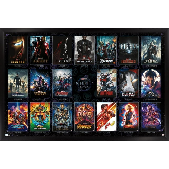 Marvel Avengers: The Infinity Saga - One Sheet Grid Wall Poster, 22.375" x 34" Framed