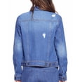 thumbnail image 3 of Women's Classic Distressed Cotton Denim Button Up Long Sleeve Jean Jacket (M, Medium Blue), 3 of 4
