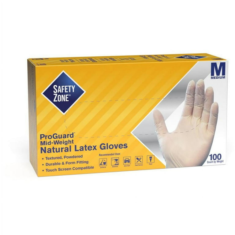 Safety Zone Powdered Natural Latex Gloves - Polymer Coating - Medium Size - Natural - Allergen-free, Silicone-free, Powdered - 9.65 Safety Zone Powdered Natural Latex Gloves - Polymer Coating - Medium Size - Natural - Allergen-free, Silicone-free, Powdered - 9.65