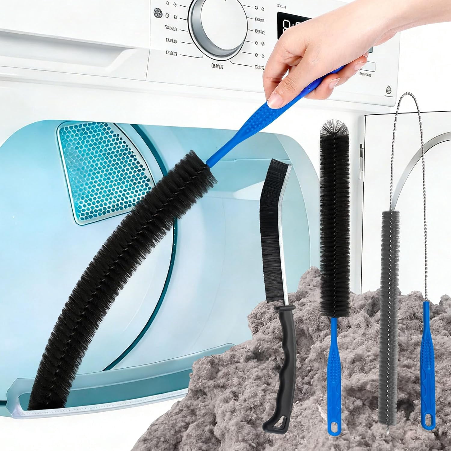 ryer Vent Cleaner Kit, Dryer Cleaning Brush Vent Cleaner, Refrigerator Coil Cleaning Brush Clothes Trap Duct Remover, Appliance Brush, Home Dryer and Washer Lint Trap Cleaning Tool Set