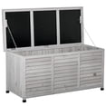 thumbnail image 2 of 75 Gallon Wooden Storage Box patio Deck Box Bench, Garden Backyard Outdoor Storage Container with Aerating Gap & Weather-Fighting Finish, Grey, 2 of 7