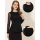 thumbnail image 2 of Blusa de malla transparente de manga larga para mujer con cuello redondo y cinturón de trabajo Negro M, 2 of 4