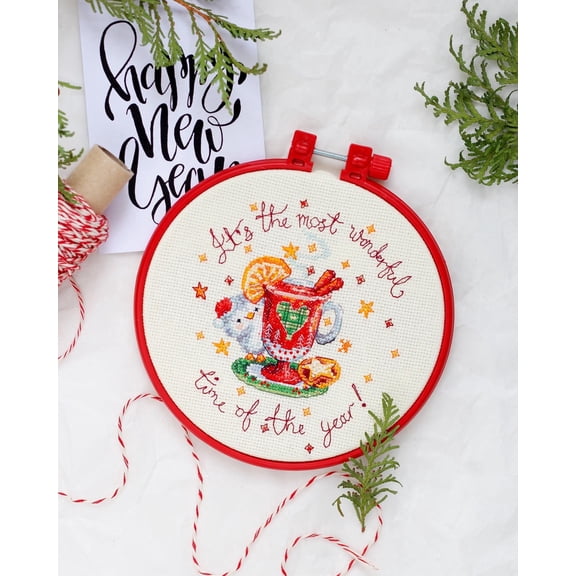 Wizardi Cross Stitch kit - Sweet Orange. Beginner Embroidery Kit for Adults. Cross-Stitch Supplies. Needle, Canvas, Scheme, Floss and Floss Organizer Kit. AHM-029 Abris Art