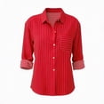 thumbnail image 4 of Endives Women's Casual Button Down Shirt Long Sleeve Shirt Stripe Wrinkle Collared Dressy Blouses Casual Work Tops, 4 of 4