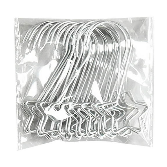 CuiLiyq 20 PCS Christmas Ornament Hooks, Metal Star Ornament Hangers for Hanging Socks and Balls, for Christmas Tree Home Party Decorations (Silver)