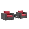 thumbnail image 2 of Modway Convene 3 Piece Set Outdoor Patio with Fire Pit in Espresso Red, 2 of 8