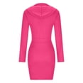 thumbnail image 6 of ShomPort Fall Tie Waist Short Dress Elegant Zipper V-Neck Long Sleeve Dress Solid Color Mini Dress, 6 of 6