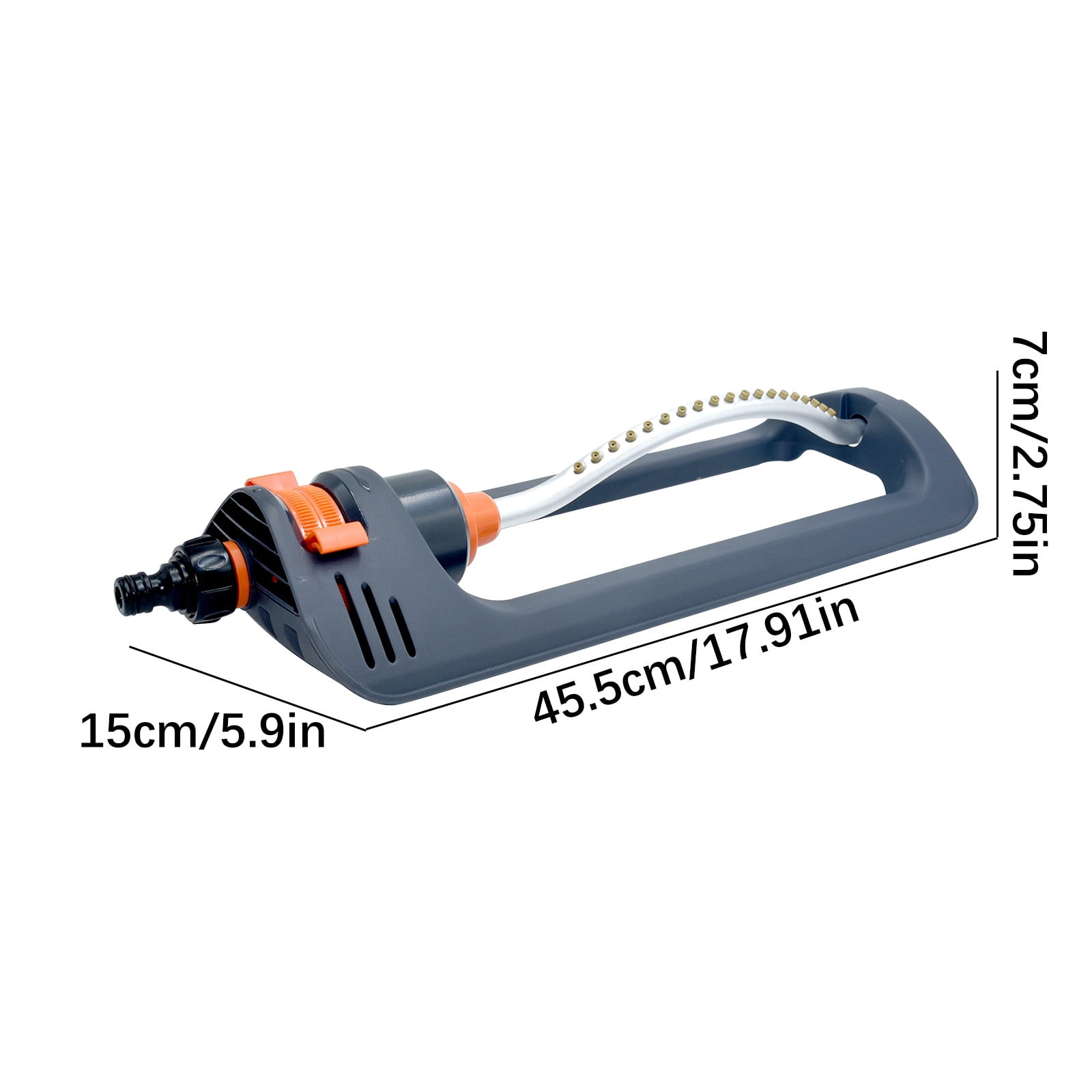 19-hole Lawn Sprinkler, Metal Oscillating Sprinkler with Brass Nozzles, Garden Watering Tool, Adjustable Spray Modes, Plastic and Aluminum Alloy Construction, Perfect for Lawns, Covers up to 8-10m