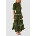 thumbnail image 3 of PRETTYGARDEN Women's Summer Button Down Shirt Dress Short Puffy Sleeve Tiered Ruffle Flowy Long Maxi Dresses, 3 of 5