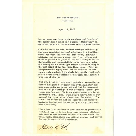 Gerald Ford Signed 4/23/76 White House Letter JSA MM77516