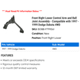 thumbnail image 2 of Front Right Lower Control Arm and Ball Joint Assembly - Compatible with 1997 - 1999 Dodge Dakota 4WD 1998, 2 of 2