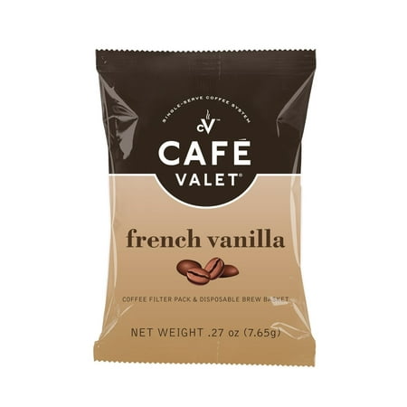 Coffee Brew Basket - 36-Count French Vanilla One-Cup Coffee Filter Packs with Disposable Brew Basket, for use with Café Valet Single-Serve Coffee Brewers