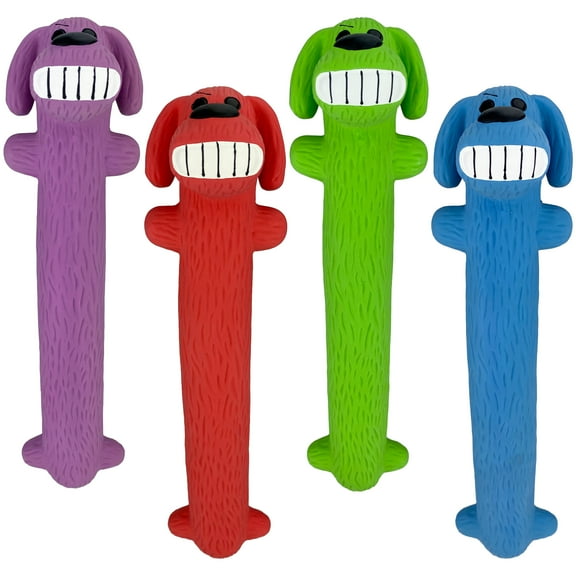 Multipet Loofa Latex Dog Toy with Squeaker, Assorted Colors, 12 inches