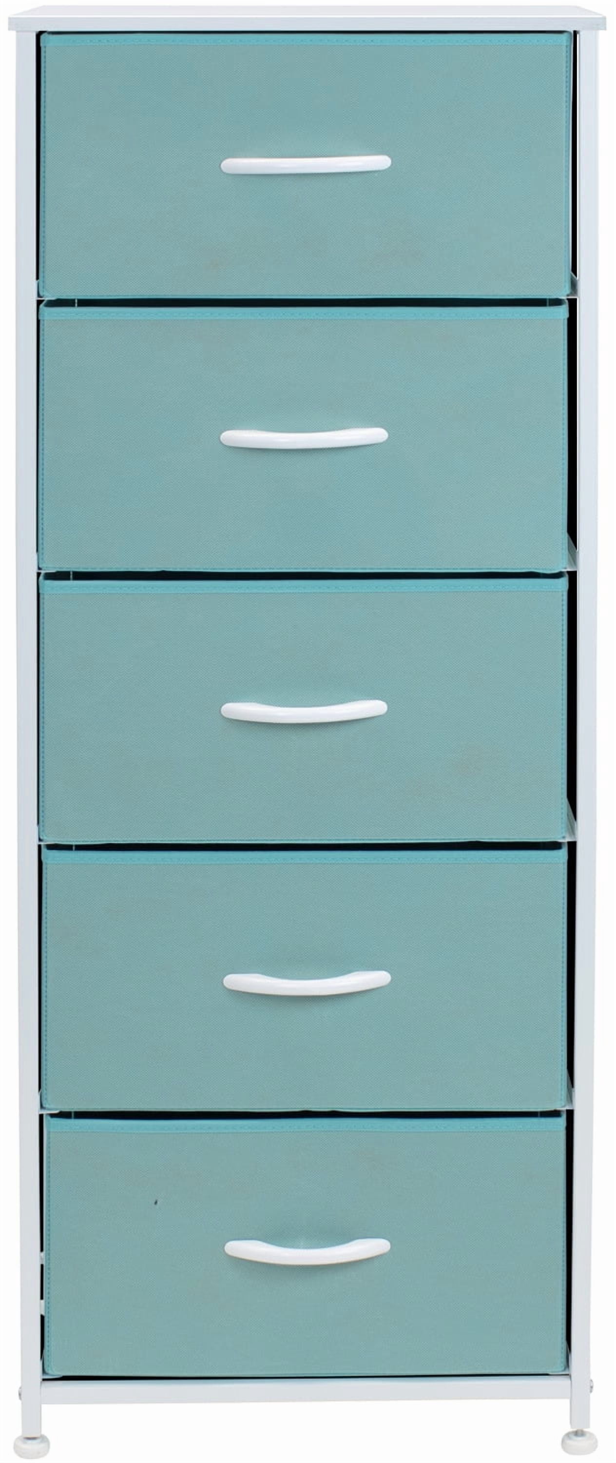 Sorbus Wood Handle 5 Drawers Closet Drawer Organizers, Aqua