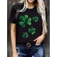 thumbnail image 1 of Camisetas para mujer, lindas camisetas con estampado gráfico, de manga corta, estilo casual, para verano[Casual Style] Women's St. Patrick's Day Black T-Shirt with Vibrant Green Shamrock Print - Cas, 1 of 6
