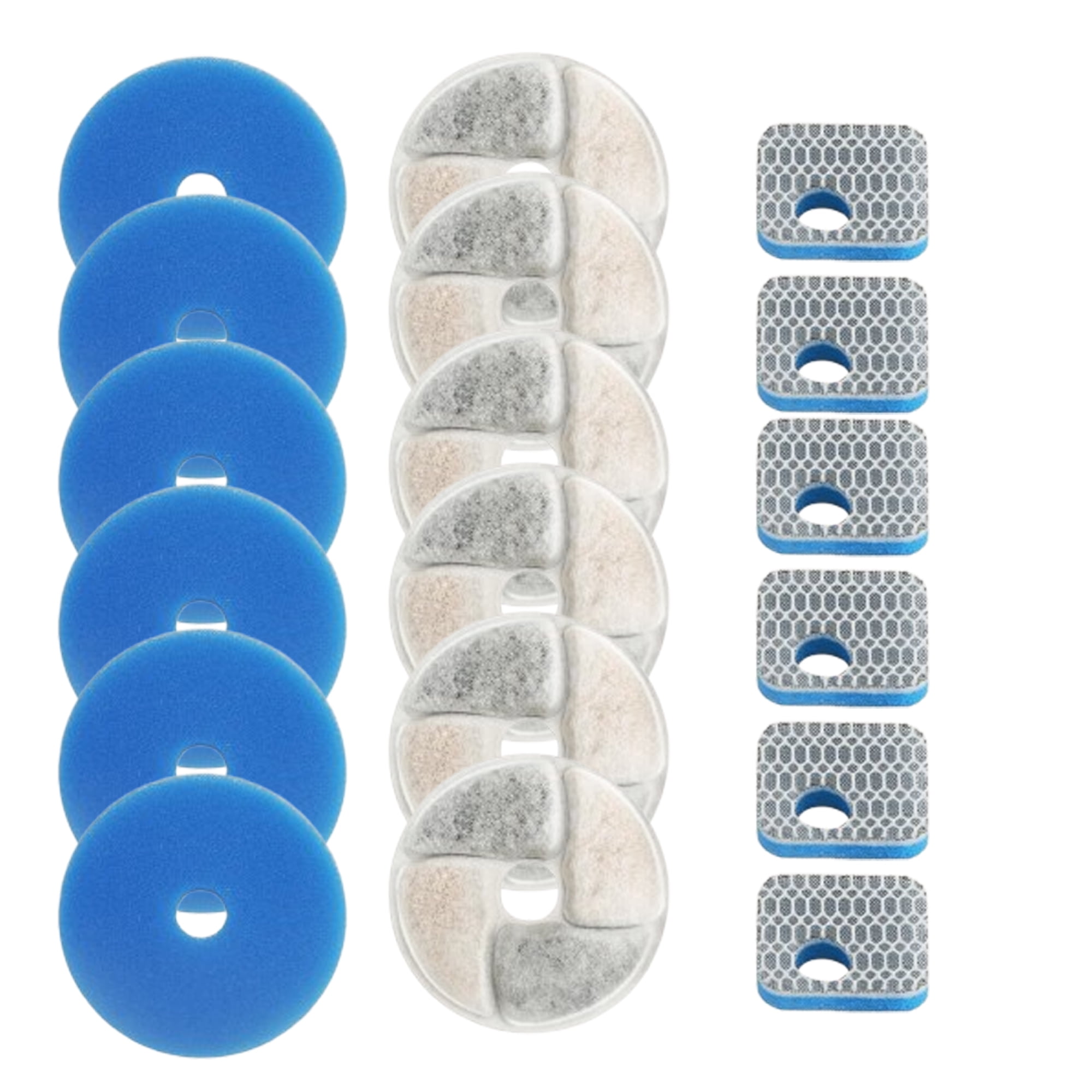 TropicAqua Cat Water Fountain Sponge Filters, Replacement Foam Filters Compatible with Square 2.2L/73oz Stainless Steel Pet Dog Drinking Fountain (Pack of 30)