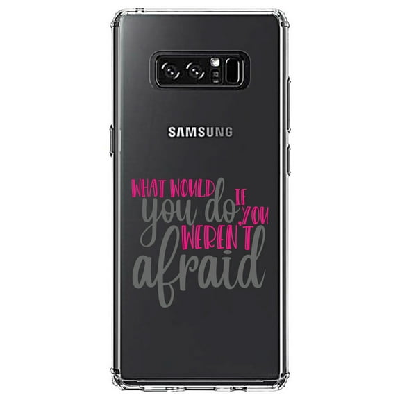 DistinctInk Clear Shockproof Hybrid Case for Samsung Galaxy Note 8 - TPU Bumper Acrylic Back Tempered Glass Screen Protector - What Would You Do If You Weren't Afraid