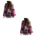thumbnail image 4 of Minnieouse Camisa de poliéster para mujer, cuello , plisada, informal, elegante, lavable a mano, blusa bohemia, salidas diarias, camisas de Type2 NO2, 4 of 6