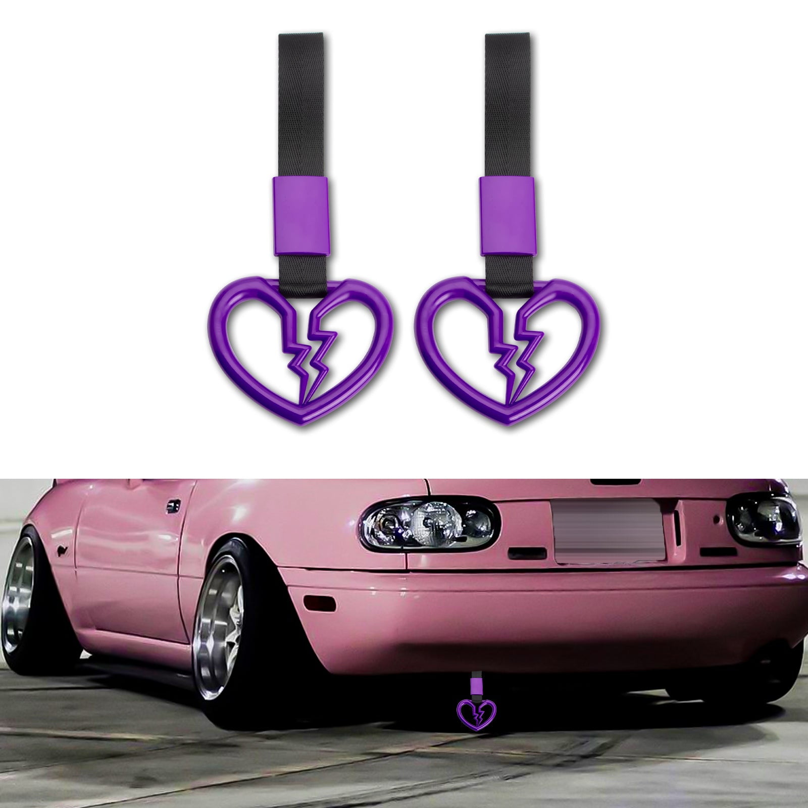 Xotic Tech 2 Pieces JDM Broken Heart Shaped Tsurikawa Car Handle