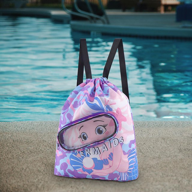Mochila con cordón para gimnasio, mochila bonita para natación con separación y estampado, para natación húmeda Púrpura