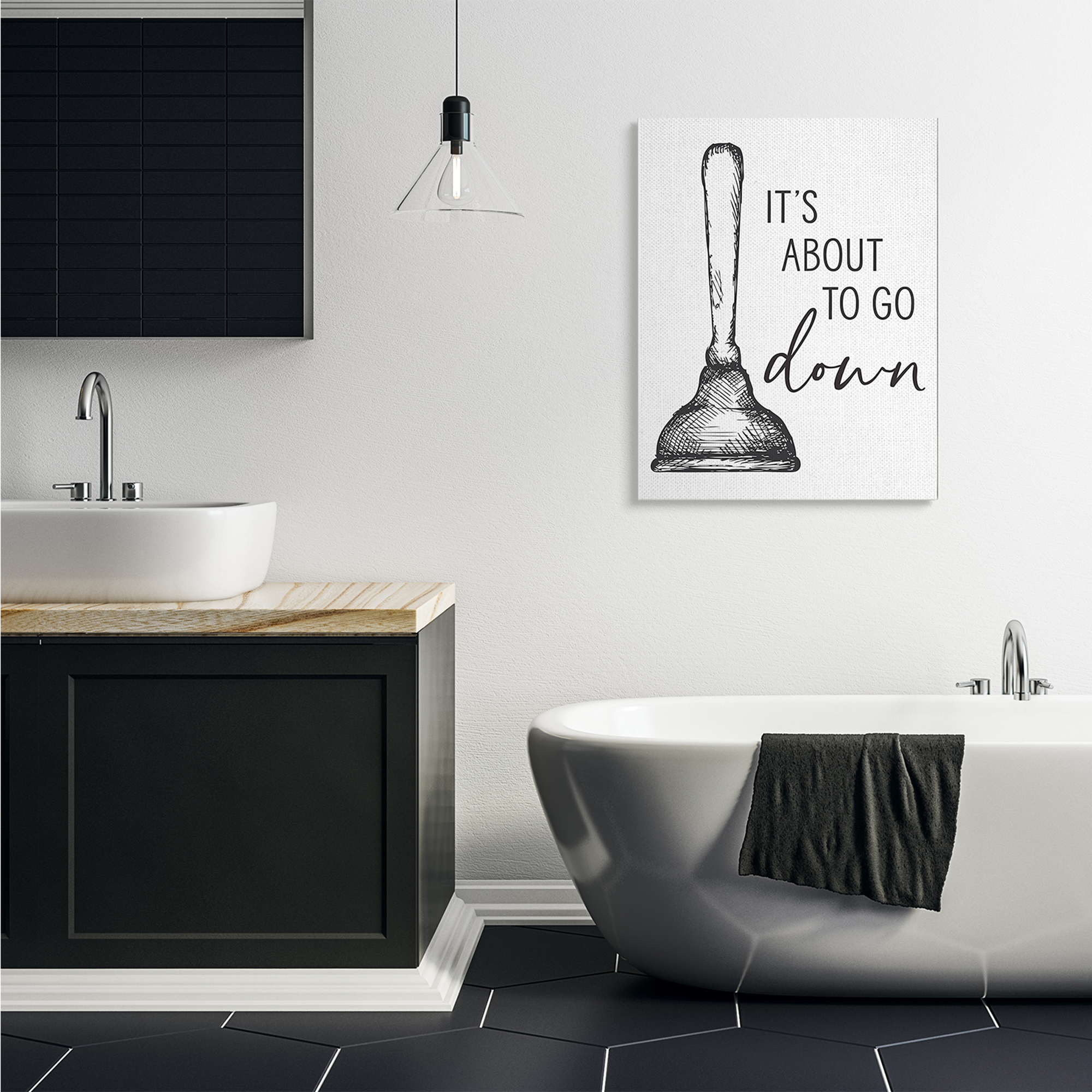 Stupell Industries About To Go Down Phrase Humor Toilet Plunger,30 x 40,Designed by Lettered and Lined
