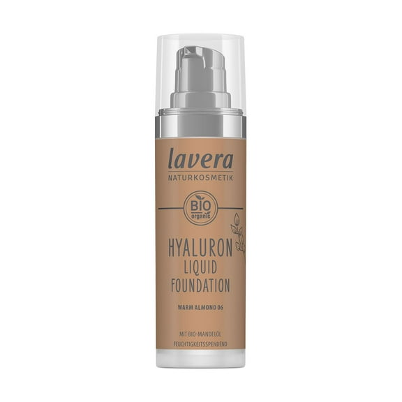 lavera Hyaluron Liquid Foundation - Warm Almond 06 - natural cosmetics - Vegan - Silky, lightweight texture - free from mineraloil - Natural hyaluronic acid & Organic almond oil - 30ml nude