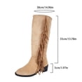 thumbnail image 4 of Taylonsss Women's Retro Solid Color Suede Chunkys Heel Square Toe Slip-On Tassel Mid-Heel Knee-High Boots for Winter Casual Wear Comfortable and Stable with Warm Lining, 4 of 8