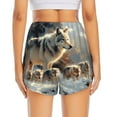 thumbnail image 2 of Lsque Wolf Family Winter Wonderland Printed Women's Running Shorts with Liner Pockets,Elastic Quick Dry Workout Athletic Gym Yoga Shorts,Womens High Waist Shorts-Large, 2 of 9