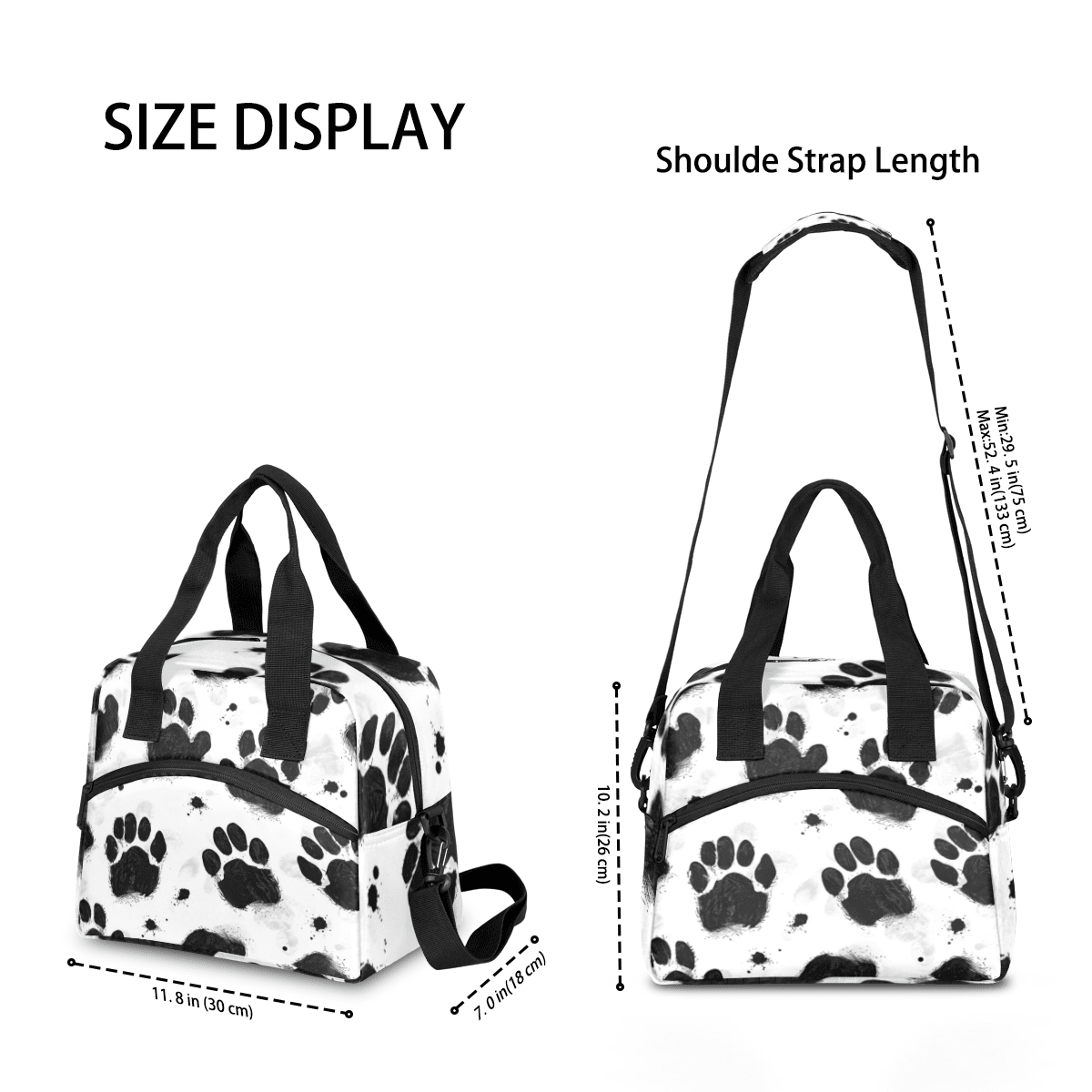 Herdesigns Animal Paw Prints Insulated Lunch Bag for Women Men Adults Large Reusable Lunch Box Dog Paw Leakproof Cooler Tote Bags with Adjustable Shoulder Strap