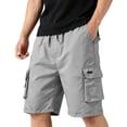 thumbnail image 3 of Cargo Shorts for Men Elastic Waist Drawstring Lightweight Hiking Shorts Breathable Stretch Casual Shorts, L, 3 of 8