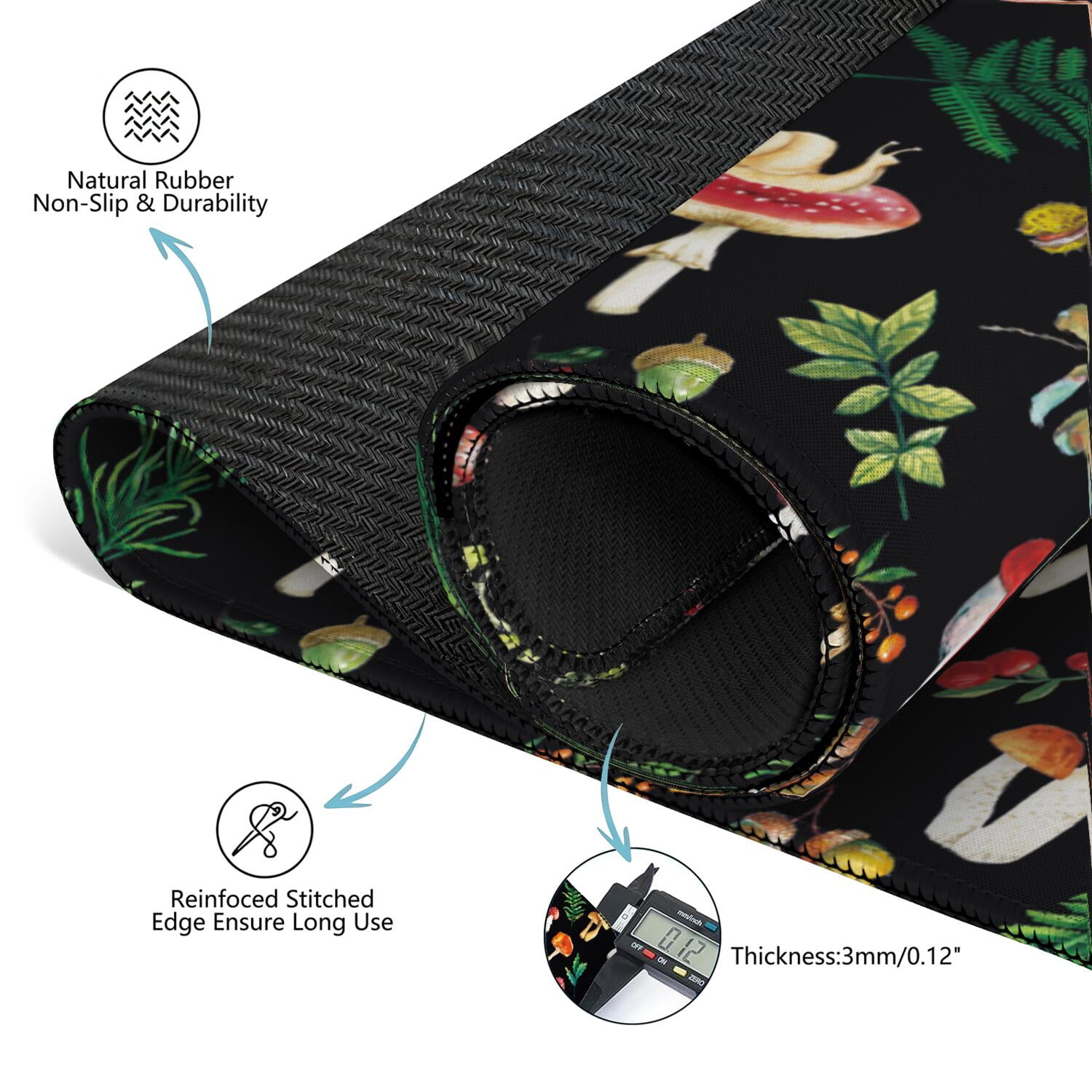 Square Plants Pattern Game Pad 31.5x31.5 Inches Constructed from Premium Rubber with Anti-Slip Grip Surface and Noise Dampening Features for Tiles Games