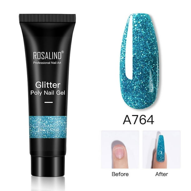 Extensor de gel para uñas ROSALIND con purpurina perlada de 15 ml