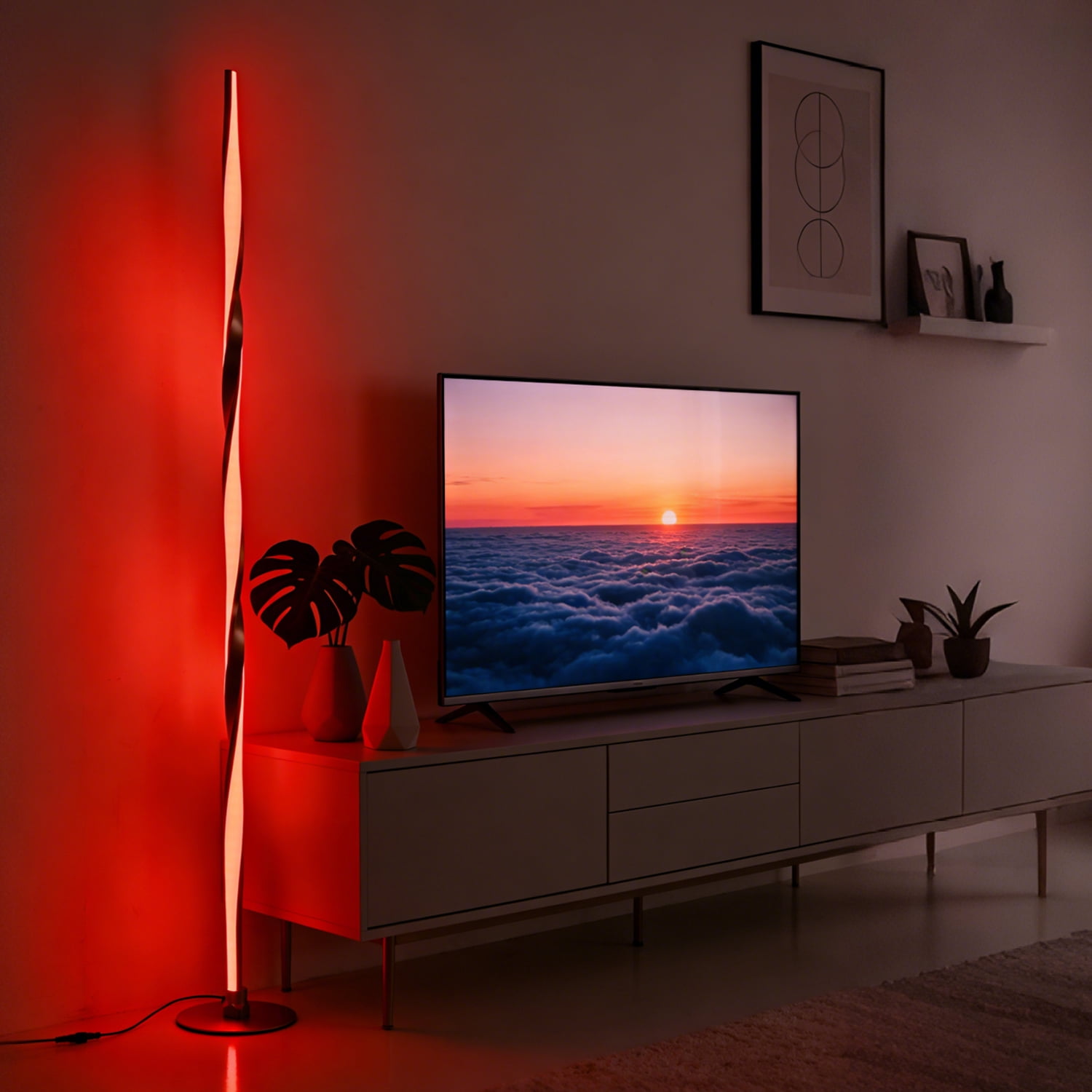 Smart RGBWIC Floor Lamp Modern Gold Floor Lamp with Music Sync and 16 Million DIY Colors
