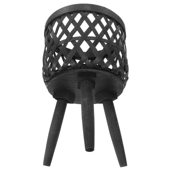 OUNONA Rattan Plant Stand 2pcs Woven Wooden Wicker Planter with Legs Indoor Outdoor Display Rack for Living Room and Balcony Decoration