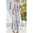thumbnail image 3 of Vestido Zeagoo con estampado floral, maxi, verano, playa, azul M, 3 of 4