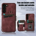 thumbnail image 4 of Dteck Zipper Wallet Case for Samsung Galaxy S23,Shockproof Leather 5 Card Slots Holder Wrist Crossbody Strap Handbag Protective Kickstand Cover for Galaxy S23,Winered, 4 of 8