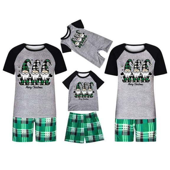 Odeerbi Christmas Pajamas for Family Plaid Holiday Short Sleeve Family Christmas Pajamas Matching Sets Dad Fashion Plaid Print Tops Pants Sleepwear Xmas Family Matching PJs Set Green