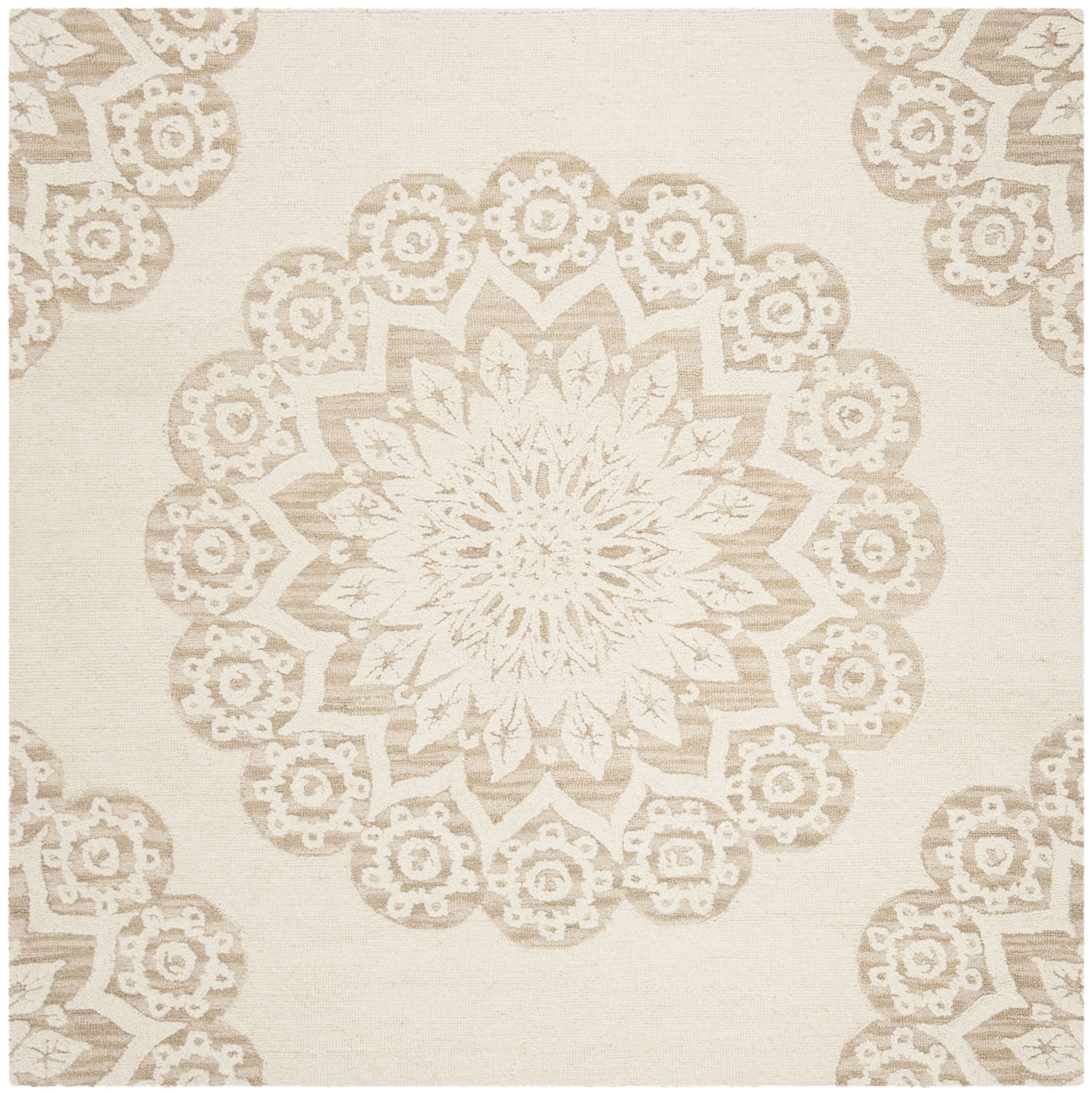 SAFAVIEH Blossom Brody Medallion Area Rug, Ivory/Beige, 10' x 10' Square