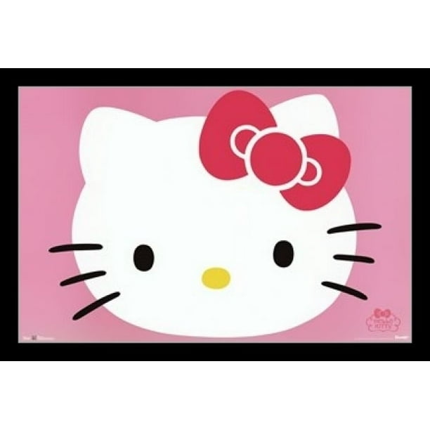 Hello Kitty Face Laminated Framed Poster Print 36 X 24 Walmart Com Walmart Com