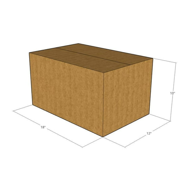 18x12x10 Kraft Brown Corrugated Shipping Boxes, 32 ECT Single-Wall, Qty 25